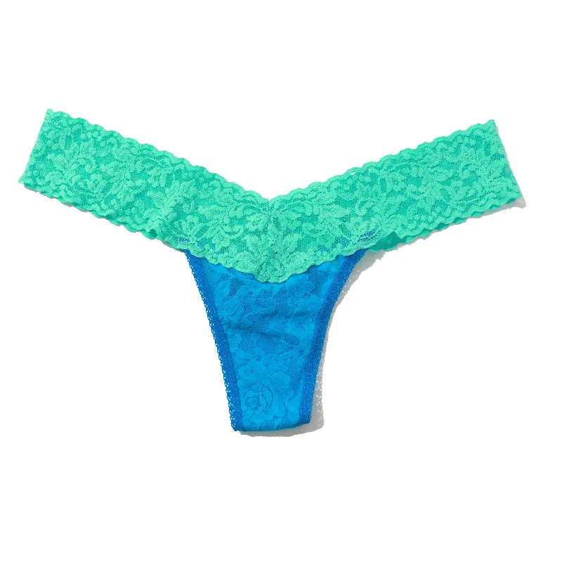 Signature Lace Low Rise Thong | Island Blue/Bright Aqua Lace Maxi Dress