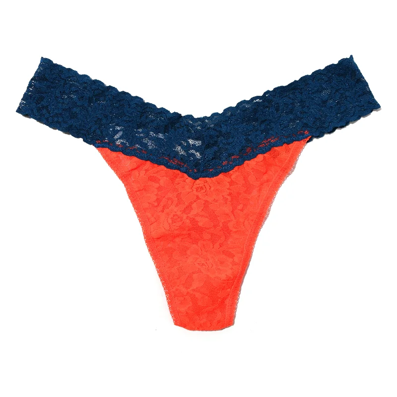 Signature Lace Original Rise Thong | Tangelo/Oxford Blue Lace Dress Casual