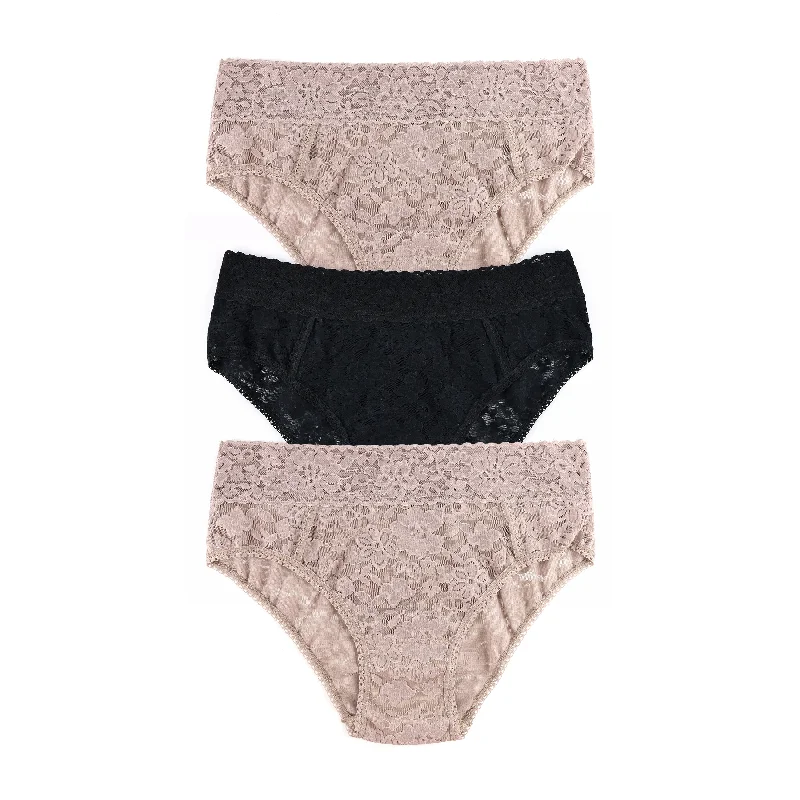 3-Pack Daily Lace Cheeky Brief | Taupe/Black/Taupe Lace Gown Glam