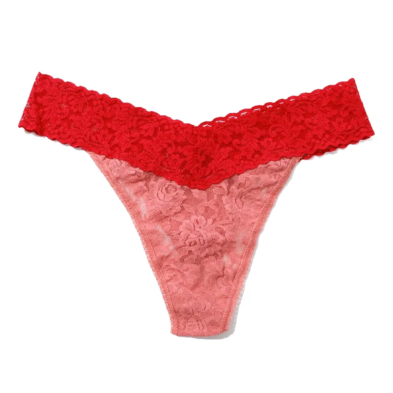 Signature Lace Original Rise Thong | Himalyan Pink/ Showgirl Red Lace Dress Fashion