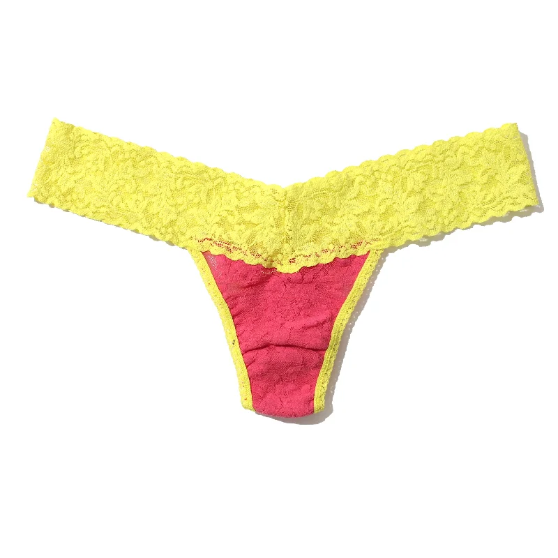 Signature Lace Low Rise Thong | Sugar Rush Pink/Citrus Punch Yellow Lace A-line Dress