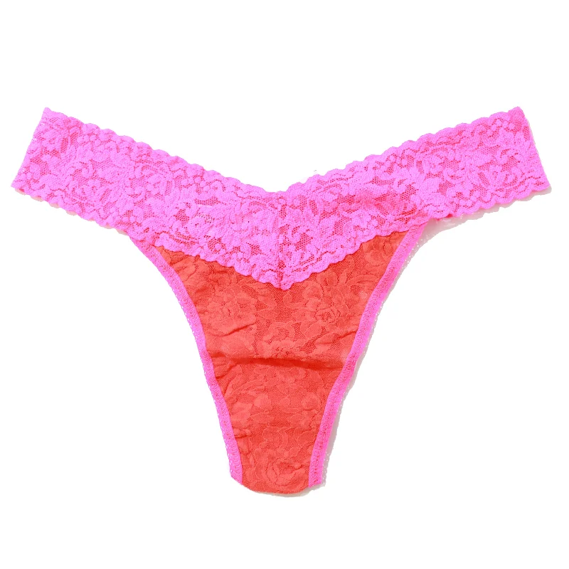 Signature Lace Original Rise Thong | Orange Sparkle/Atomic Pink Long Sleeve Lace Dress