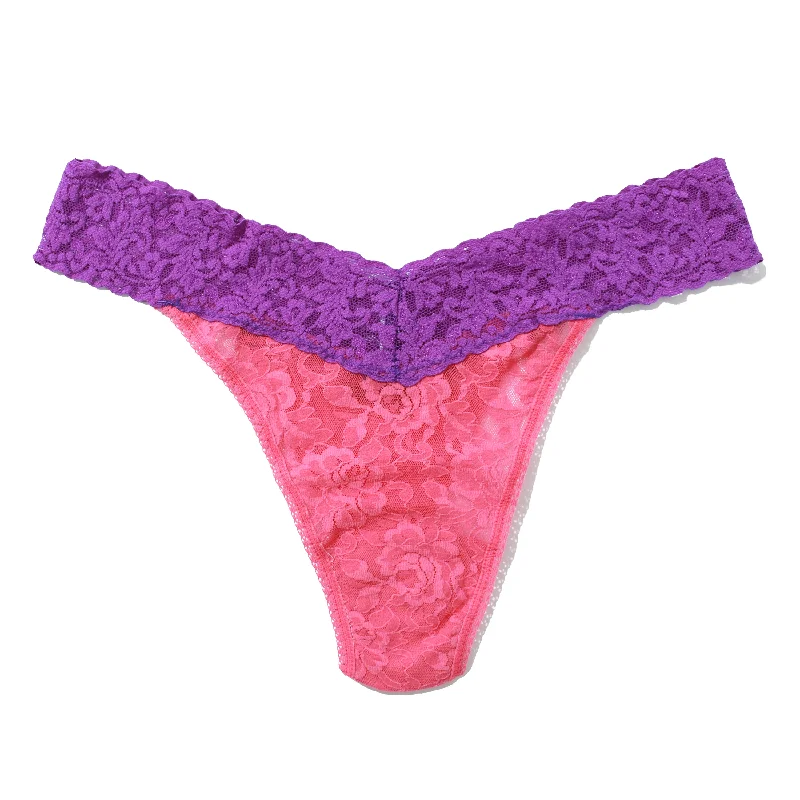 Signature Lace Original Rise Thong | Sugar Rush Pink/Royal Purple Lace Dress Design