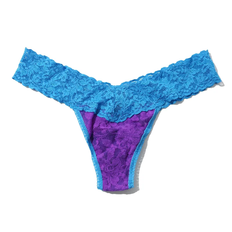 Signature Lace Low Rise Thong | Royal Purple/Laguna Blue Vintage Lace Dress