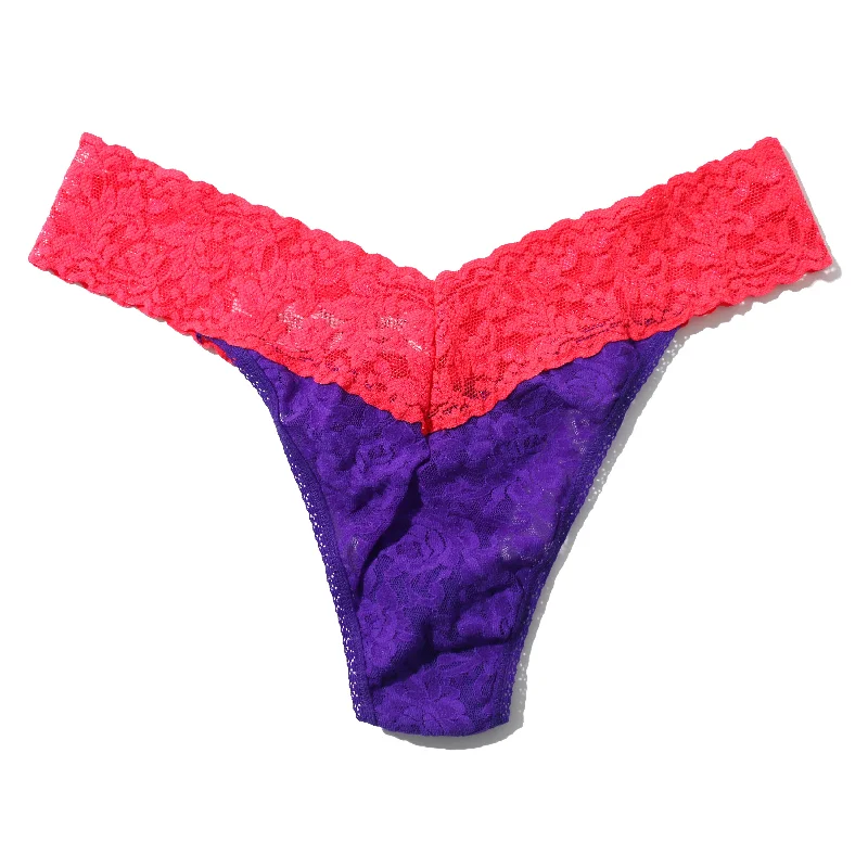 Signature Lace Original Rise Thong | Electric Purple/Coral Gables Lace Dress Vibe