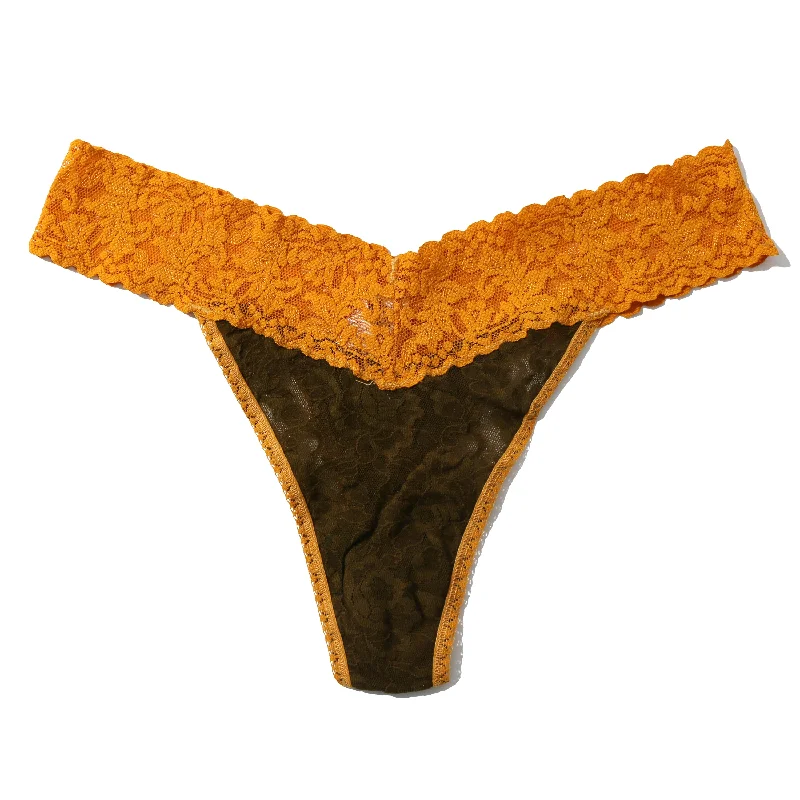 Signature Lace Original Rise Thong | Olive Green/Spiced Amber Yellow Black Lace Dress