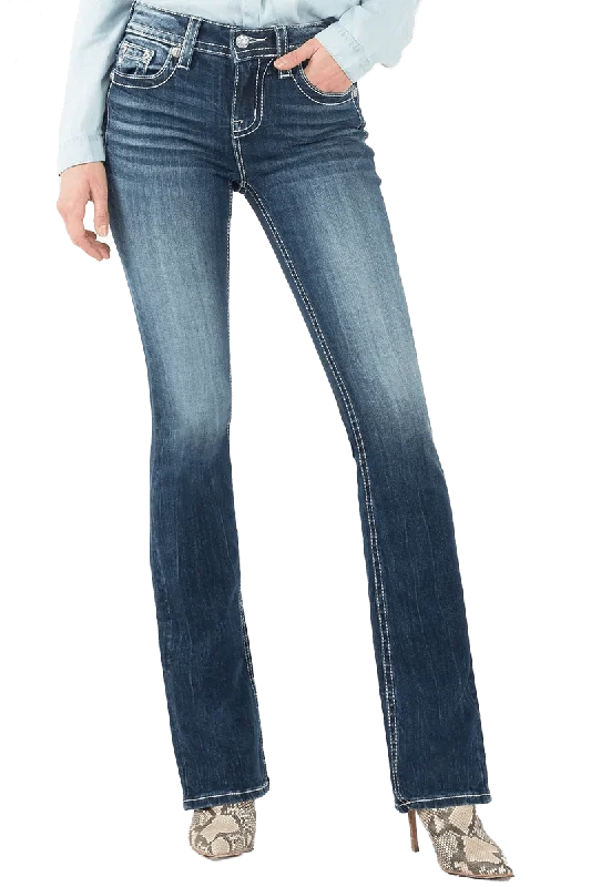 Miss Me Women's Mid-Rise Easy Boots Stretch Denim Jeans