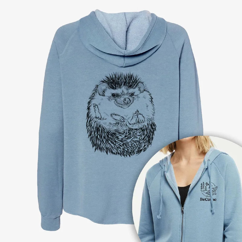 African Pygmy Hedgehog - Atelerix albiventris - Women's Cali Wave Zip-Up Sweatshirt Hoodie Sweatshirt for Fall