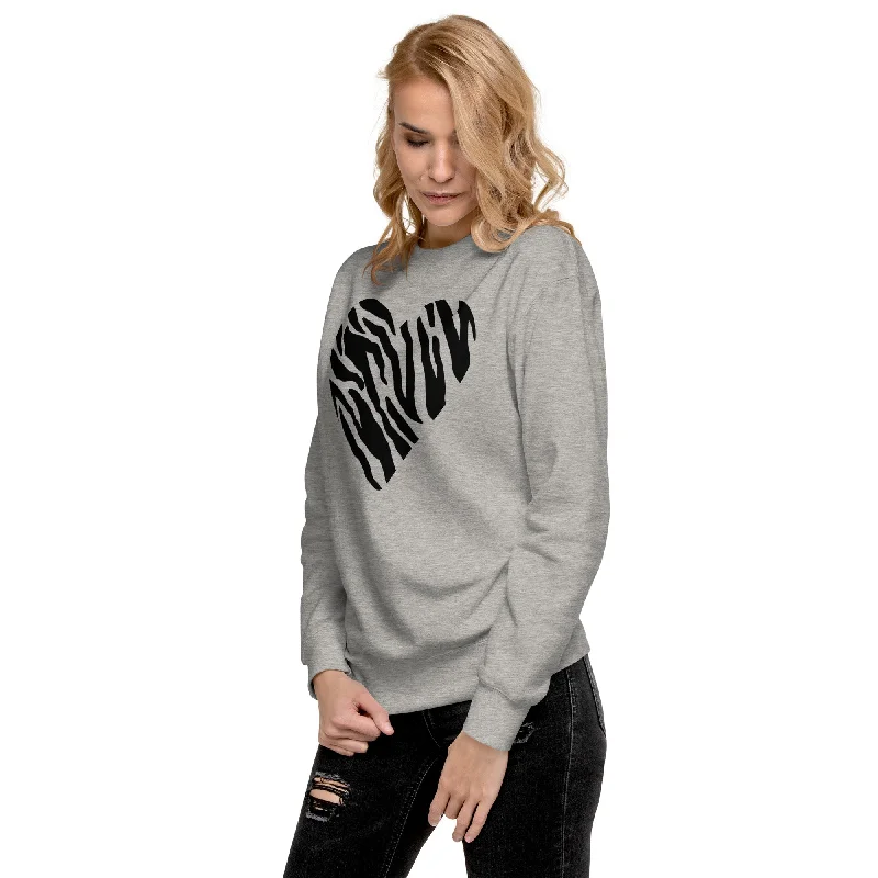 Animal Print Heart Unisex Premium Sweatshirt, lioness-love Relaxed Fit Hoodie