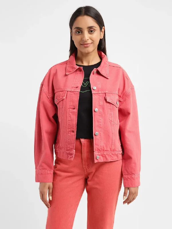 Women's Solid Spread Collar Denim Jacket Women's polyester jackets