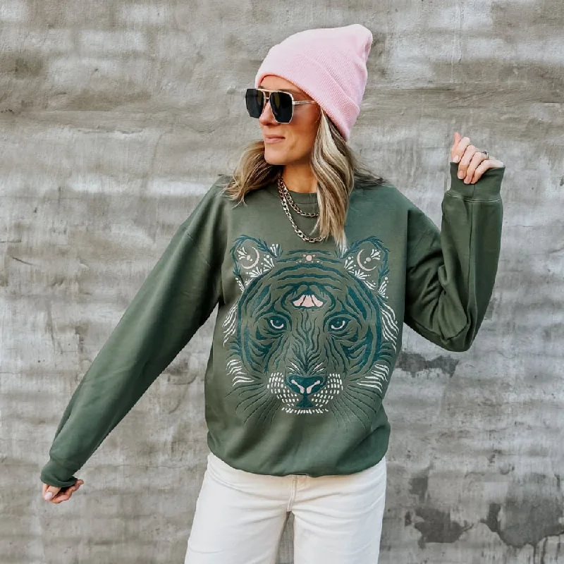 Tribal Tiger Crewneck Hoodies & Sweatshirts Fashion