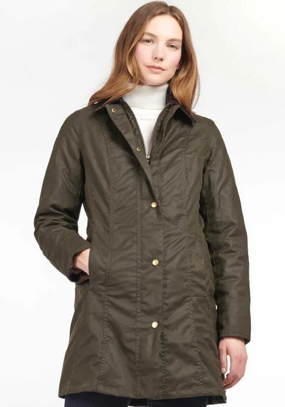 Barbour Belsay Wax Jacket, Olive Green Best women's jackets for winter