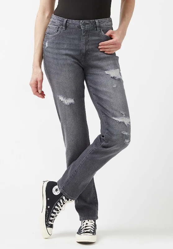 High Rise Straight Jayden Women's Jeans in Authentic Grey - BL15845