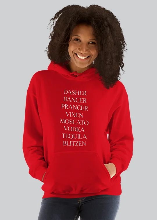 Calling All Reindeer Names Womens Hoodie Relaxed Fit Sweatshirts