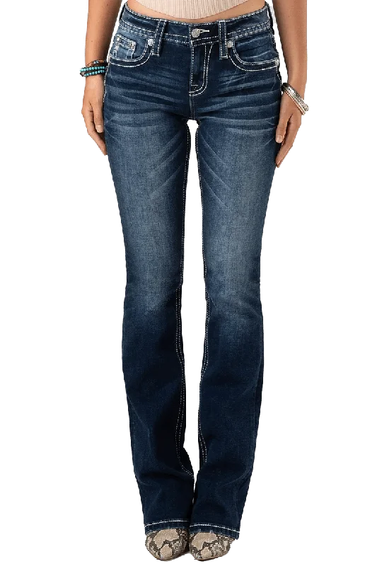 Miss Me Women's Crystal Chain Bootcut Jeans