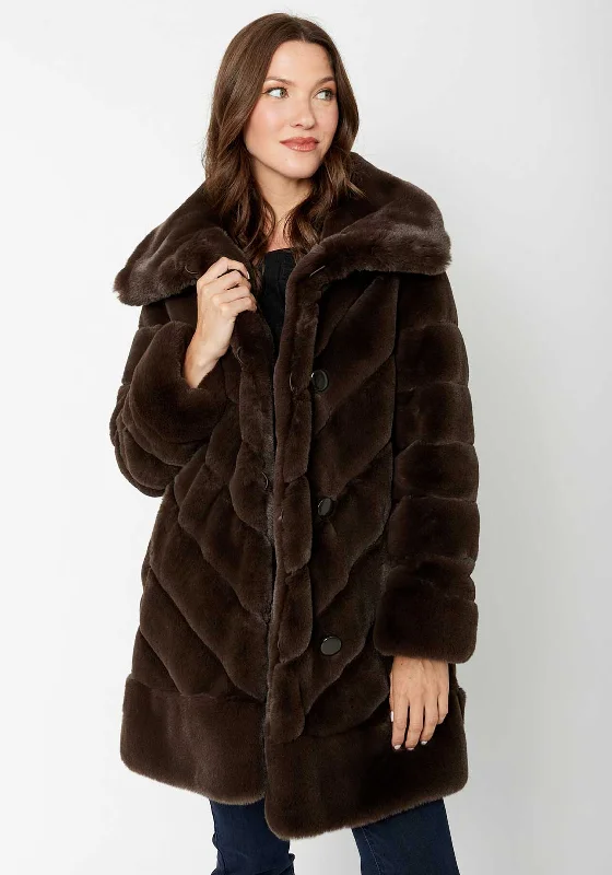 Joseph Ribkoff Reversible Faux Fur Coat, Brown Women's winter-ready jackets