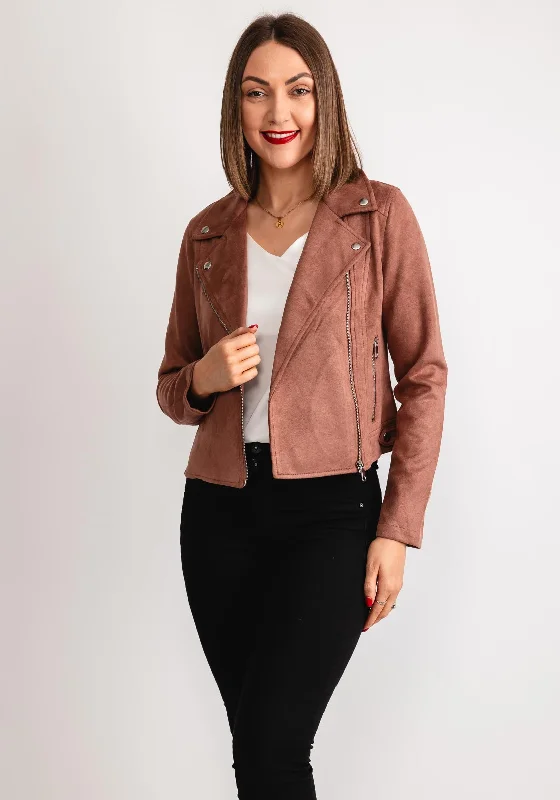 Vero Moda Jose Faux Suede Short Jacket, Clove Pink Women's streetwear jackets