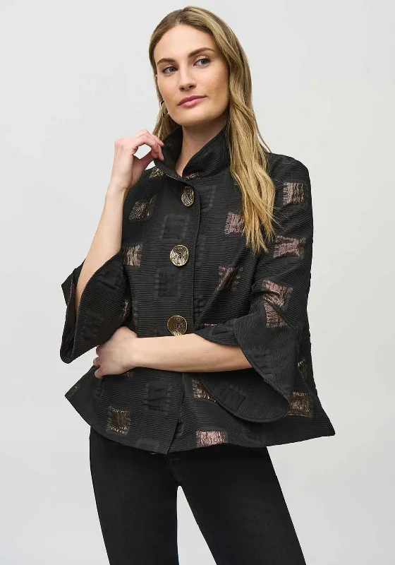 Joseph Ribkoff Jacquard Jacket, Black & Gold Women's casual jackets