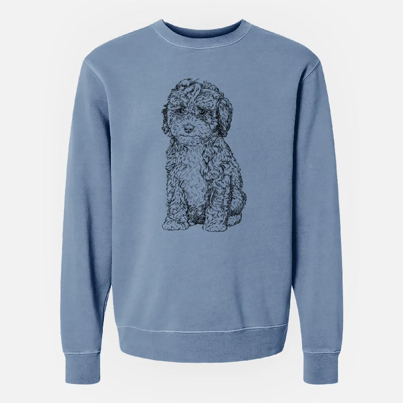 Bare Sweet Tea the Mini Doodle - Unisex Pigment Dyed Crew Sweatshirt Soft Cotton Hoodie