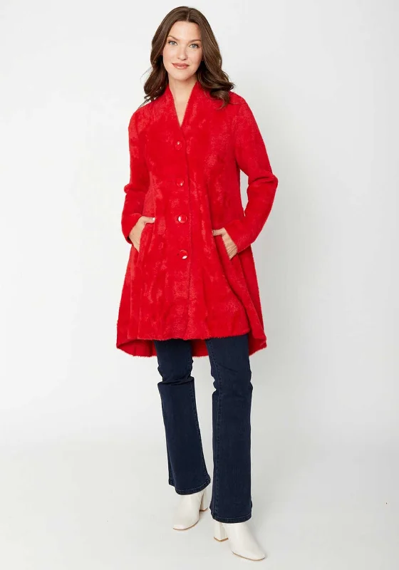 Joseph Ribkoff Faux Fur Long Jacket, Lipstick Red Women's minimalist jackets