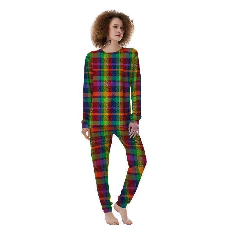 Plaid Rainbow Print Pattern Women's Pajamas Calvin Klein pajama sets