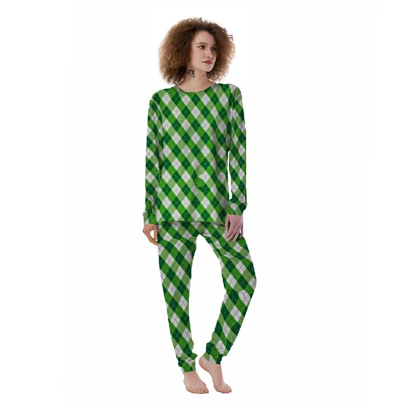 Plaid Saint Patrick's Day Print Pattern Women's Pajamas Party pajama sets