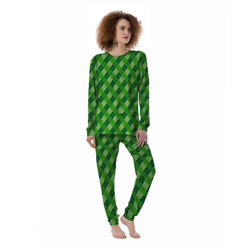 Plaid St. Patrick's Day Print Pattern Women's Pajamas Postpartum pajama sets