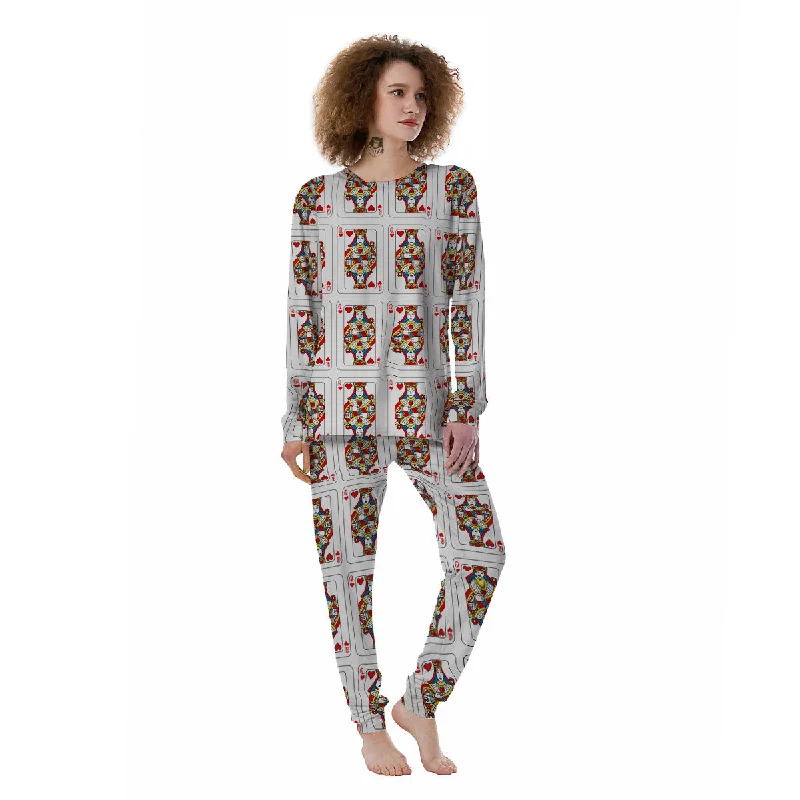 Playing Card Queen Of Hearts Print Pattern Women's Pajamas Bamboo pajama sets