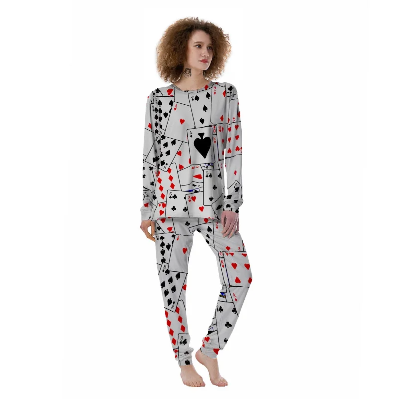 Playing Card Suits Black And Red Print Women's Pajamas Men's pajama sets