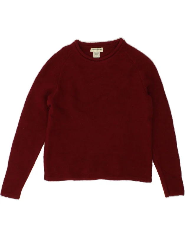 EDDIE BAUER Womens Boat Neck Jumper Sweater UK 14 Medium Maroon Wool Women's sweaters