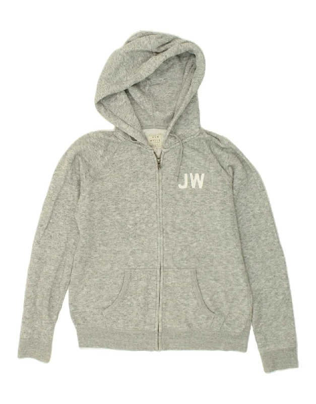 JACK WILLS Womens Zip Hoodie Sweater UK 14 Large  Grey Cotton Softest cashmere sweaters