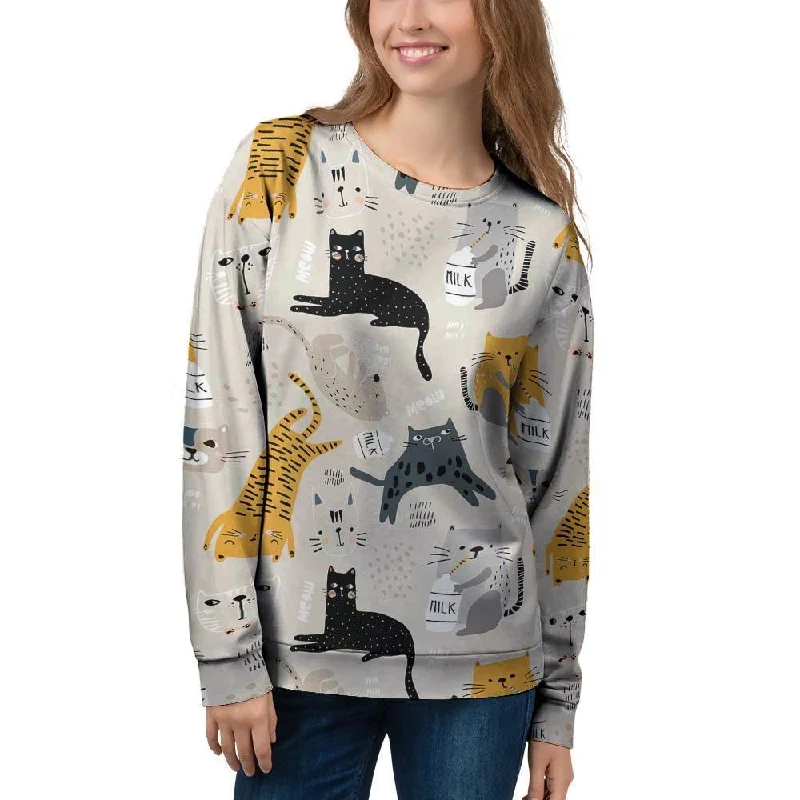 Meow Cat Print Women's Sweatshirt Lightweight sweaters for spring