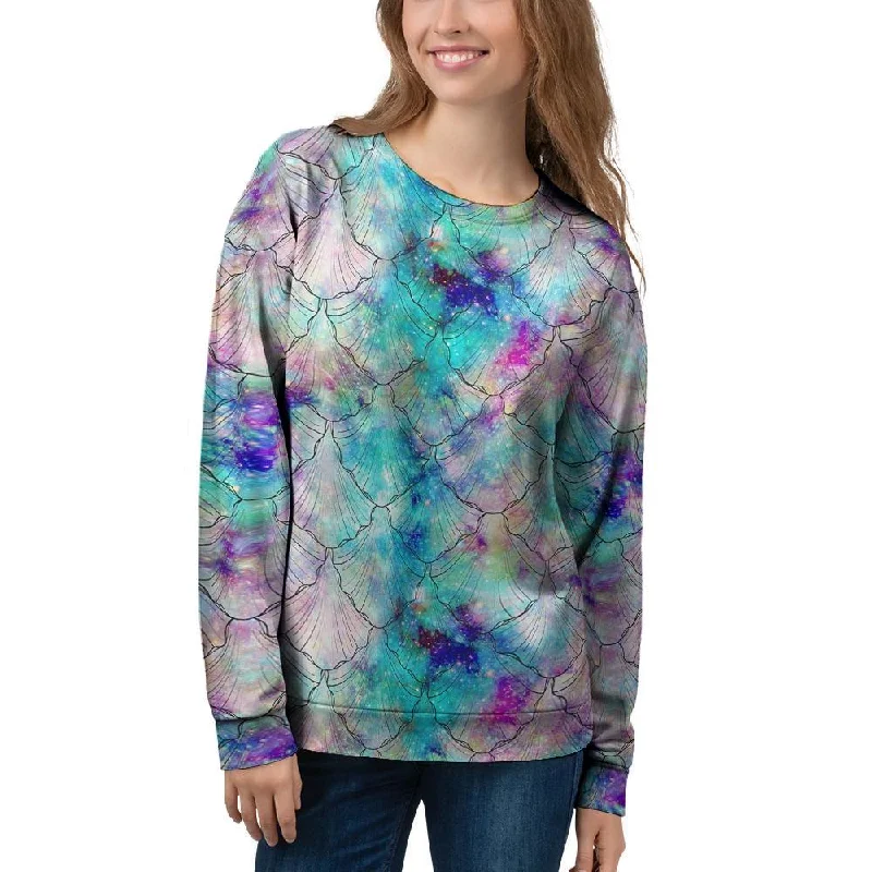 Mermaid Galaxy Print Women's Sweatshirt Men's wool sweaters discount