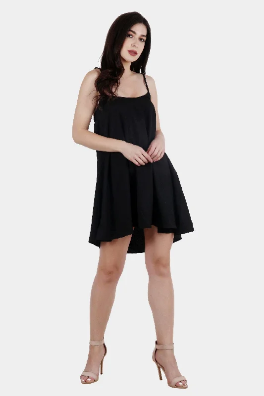 Black Solid Mutliway Wear Dress cum Skirt Long sleeve mini dresses