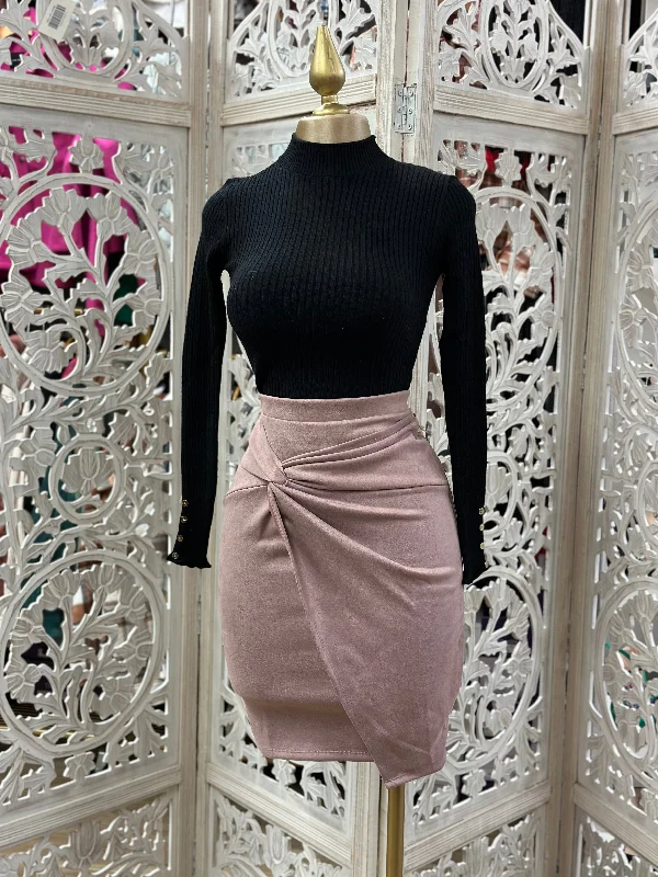 Mauve Suede Knotted Skirt Embroidered unclassified skirts