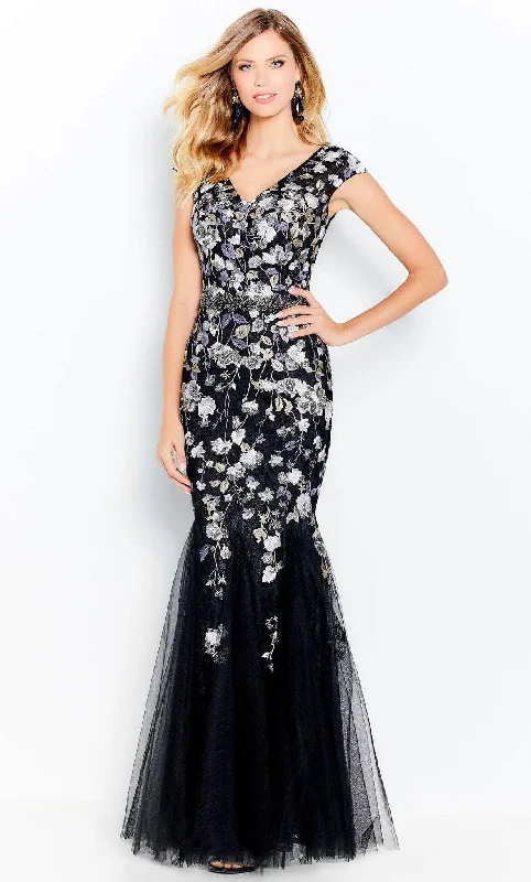 Cameron Blake 120608W - Floral Appliqued Gown Luxury floral dresses