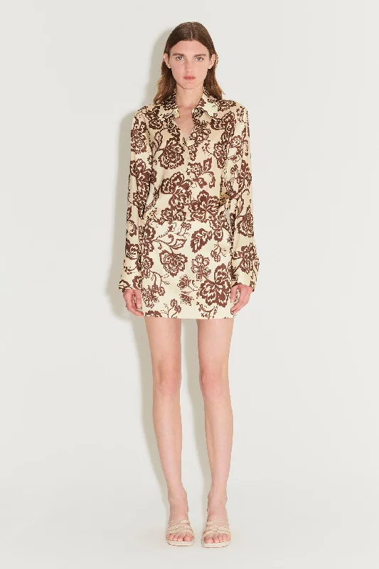 Jerico Shirt Dress Cream Chocolate Floral Anniversary floral dresses