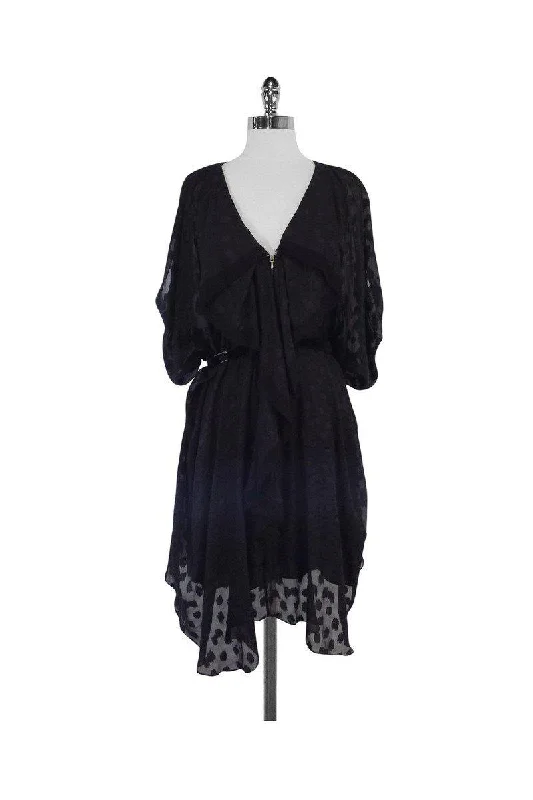 3.1 Phillip Lim - Black Print Silk Dress Sz 8 Color block unclassified dresses