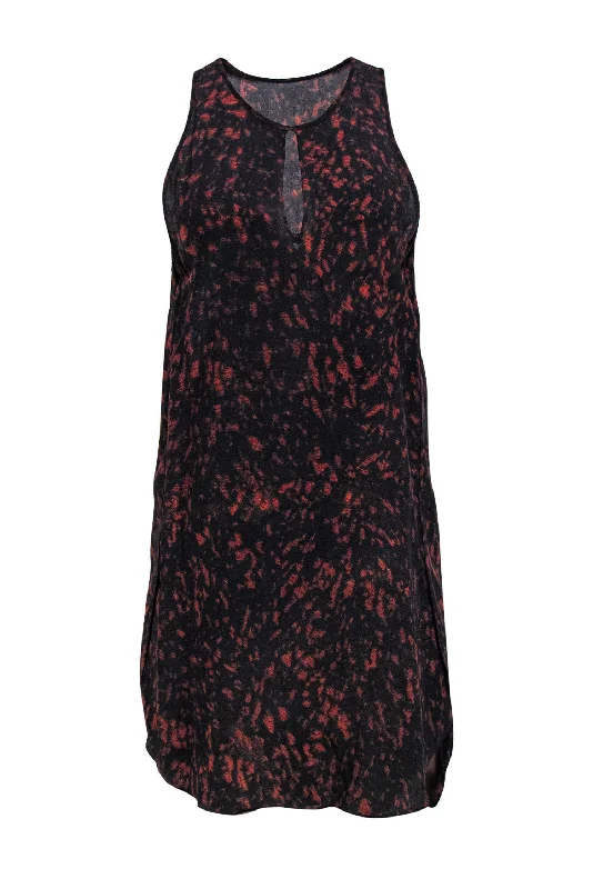 3.1 Phillip Lim - Black & Orange Sleeveless Silk Shift Dress w/ Keyhole Cutout Sz 4 Preppy unclassified dresses