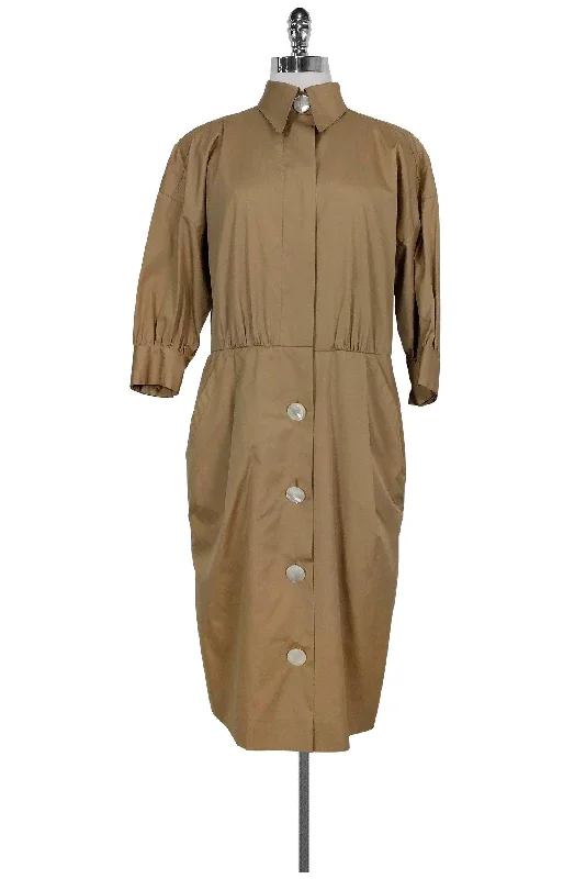 Akris - Khaki Dress w/ Iridescent Buttons Sz 6 Beach unclassified dresses