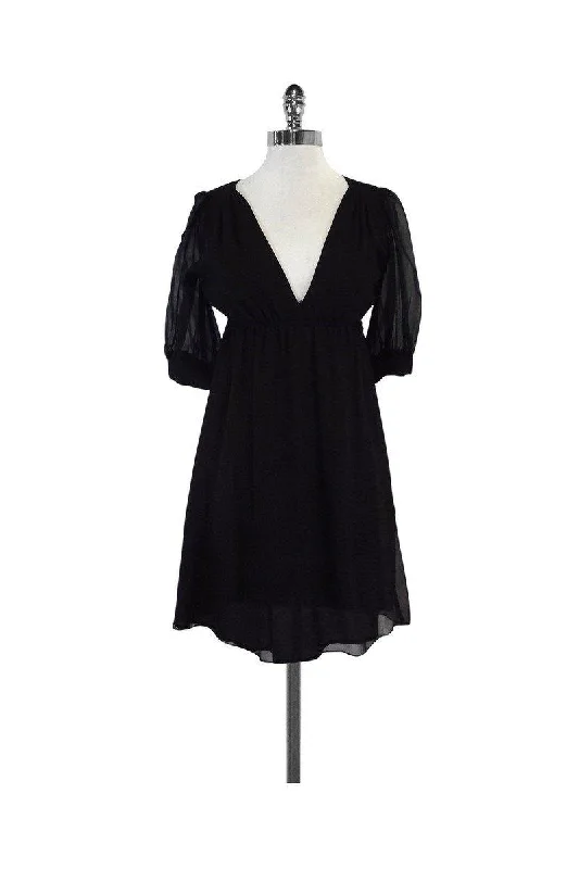 Amanda Uprichard - Black & Gold V-Neck Dress Sz S Lounge unclassified dresses