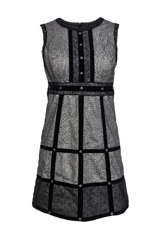 Anna Sui - Gray Dress w/ Velvet Piping & Studs Sz S Wrap unclassified dresses