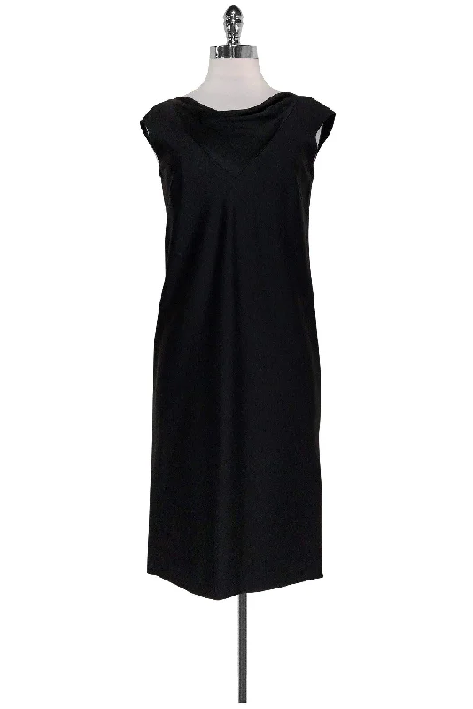 Aquascutum - Black Cowl Neck Shift Dress Sz M Velvet unclassified dresses