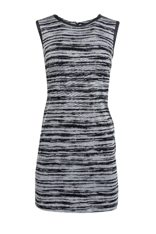 Nicole Miller Artelier - Gray & Black Striped Dress Sz M Knitted unclassified dresses