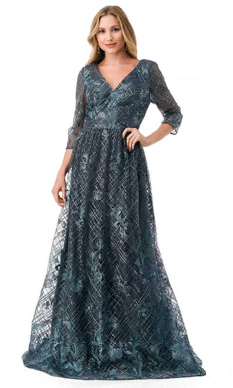 Aspeed Design M2735F - Lattice Print Evening Gown Petite unclassified dresses