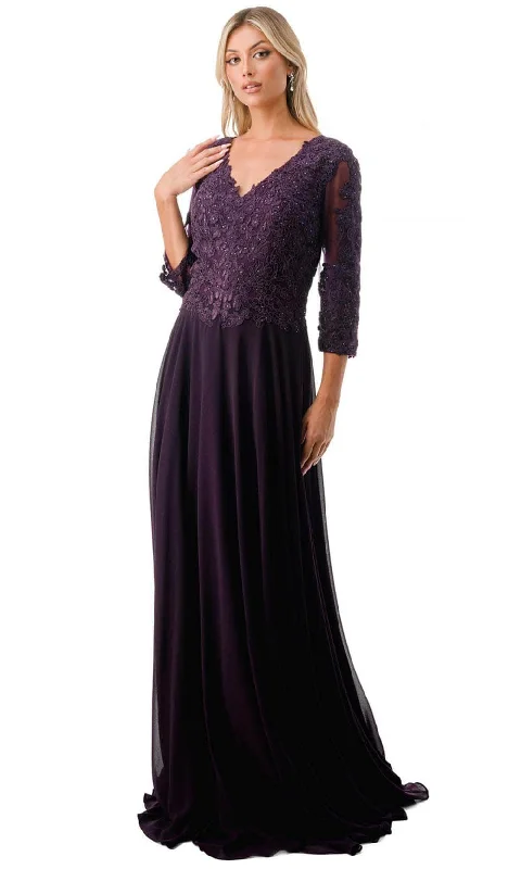 Aspeed Design M2758Q - Beaded V-Neck Evening Gown Chic unclassified dresses