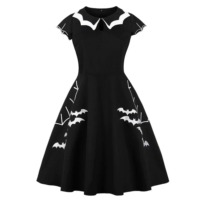 Bat Embroidery Women's Dress / Gothic Black A-Line Dress / Halloween Costumes Plus size unclassified dresses