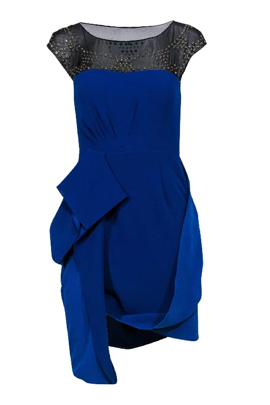 BCBG Max Azria - Blue Draped Sheath Dress w/ Studs Sz 2 Holiday unclassified dresses