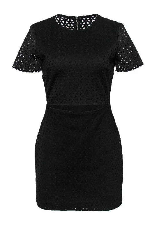 Bec & Bridge - Black Eyelet Sheath Dress w/ Cutout Sz 6 Chiffon unclassified dresses