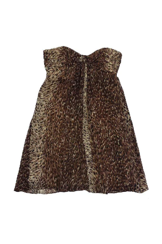 Betsey Johnson - Brown Tone Silk Strapless Dress Sz 4 Discounted unclassified dresses